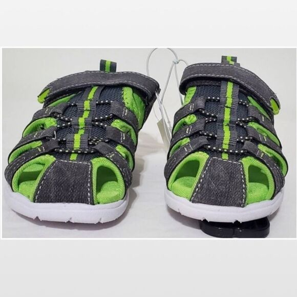 New Toddler Boys Size 9 Grey & Green Sandals - Picture 2 of 15